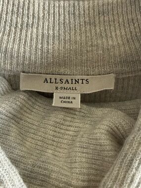 AllSaints Light Heather Gray Ribbed Turtleneck Sweater
